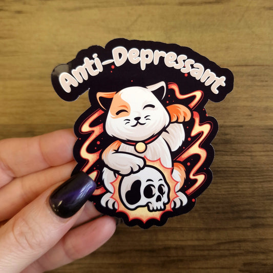 Anti-Depressant Kitty Vinyl Sticker