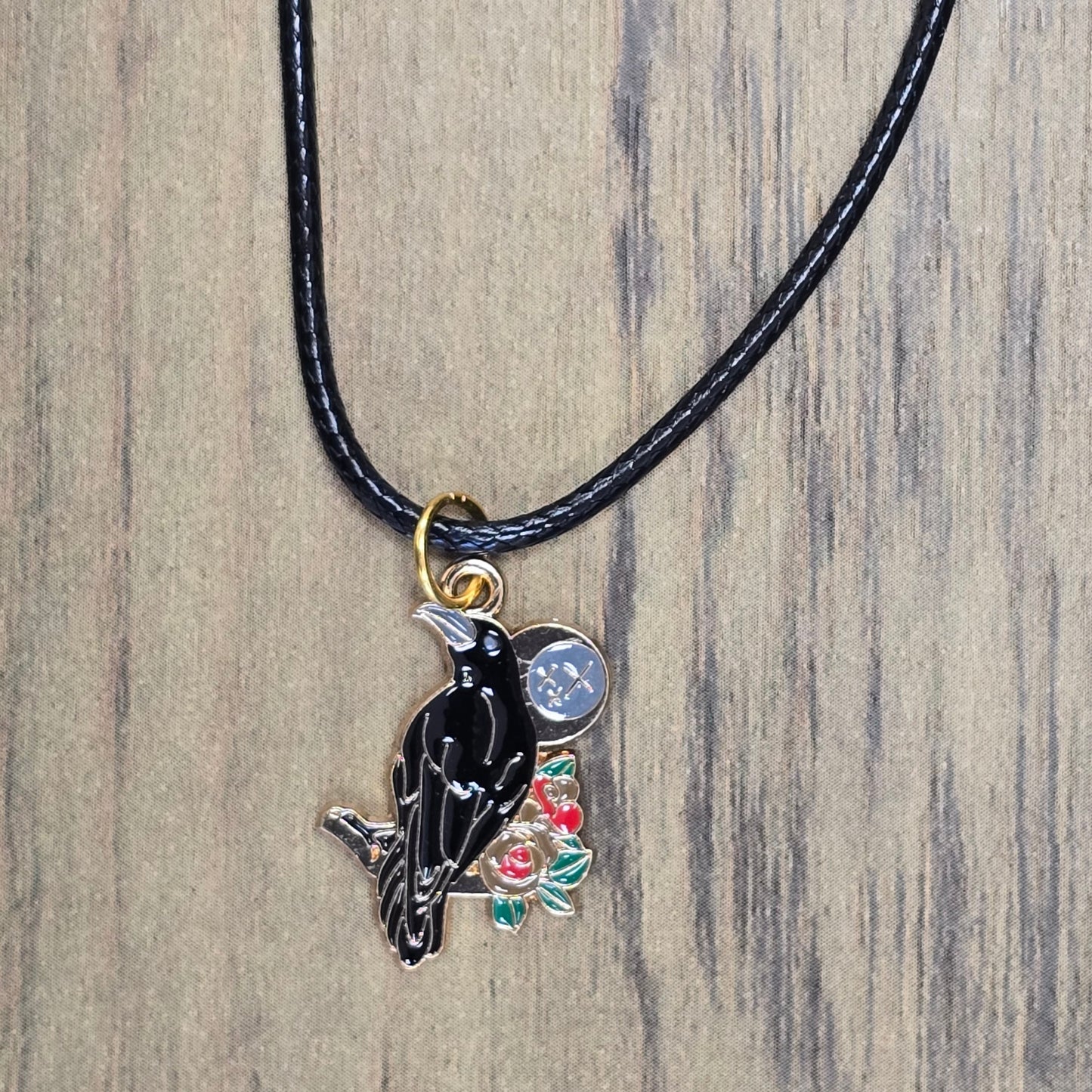 Crow & Flowers (red) Necklace