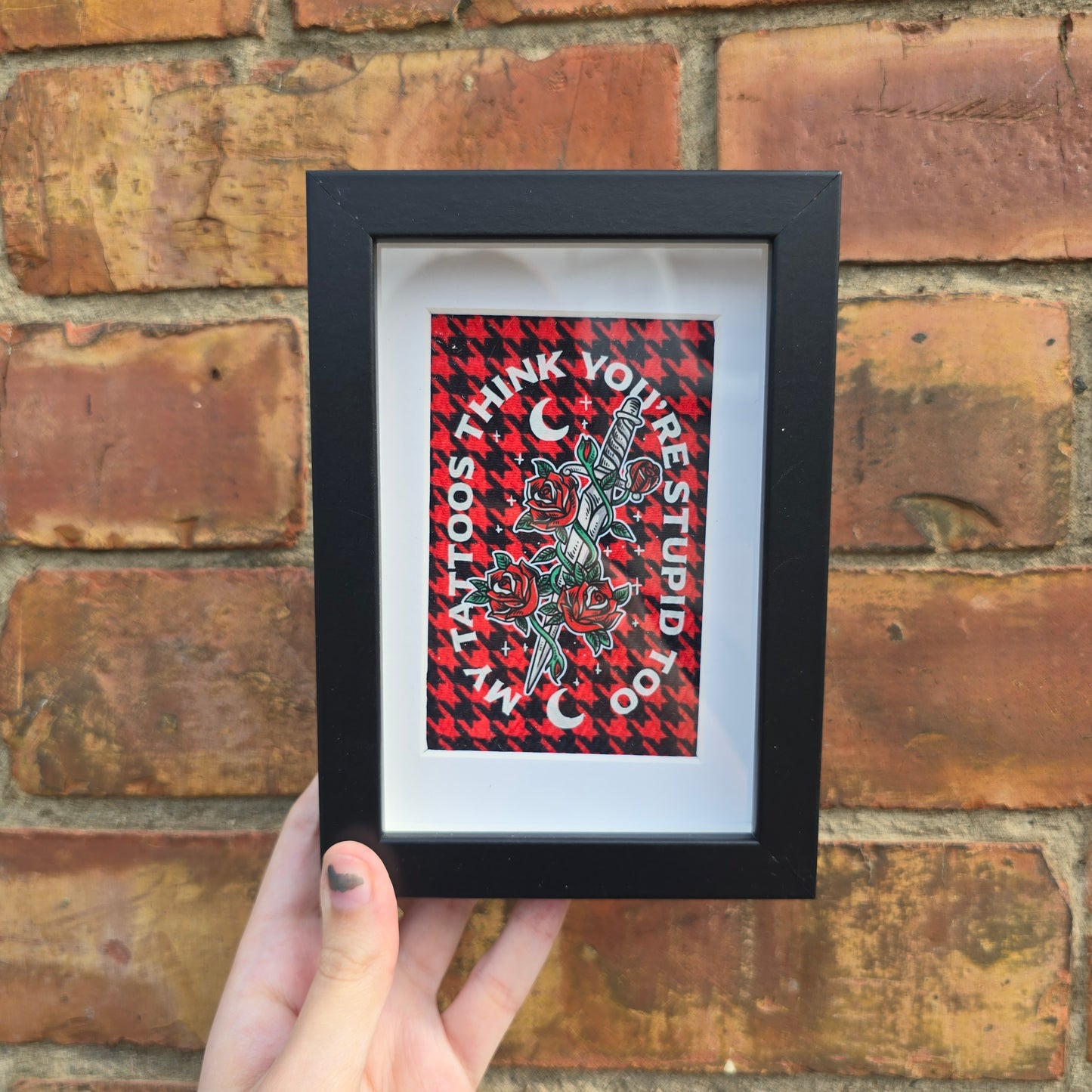 Stupid Tattoos (Black & Red) Framed Decor