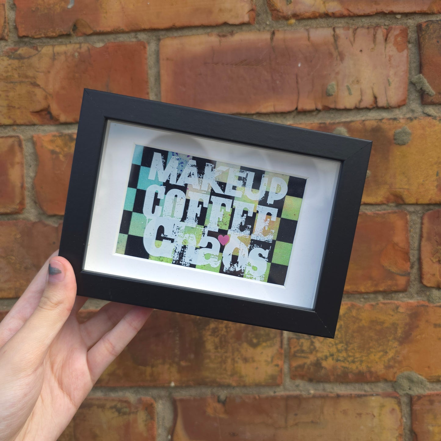 Makeup Coffee Chaos (Checkerboard) Framed Decor