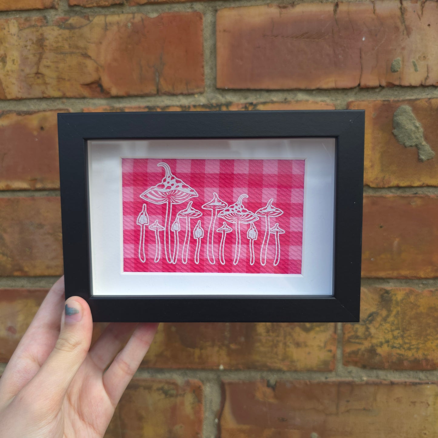 Mushroom Row (Pink) Framed Decor
