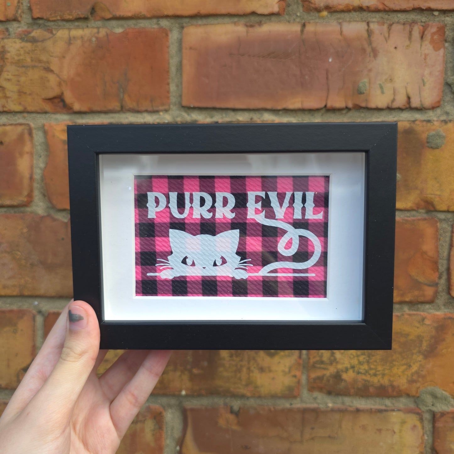 Purr Evil (White) Framed Decor