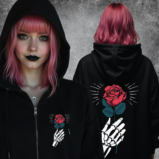 Until Death Rose Zipper Hoodie