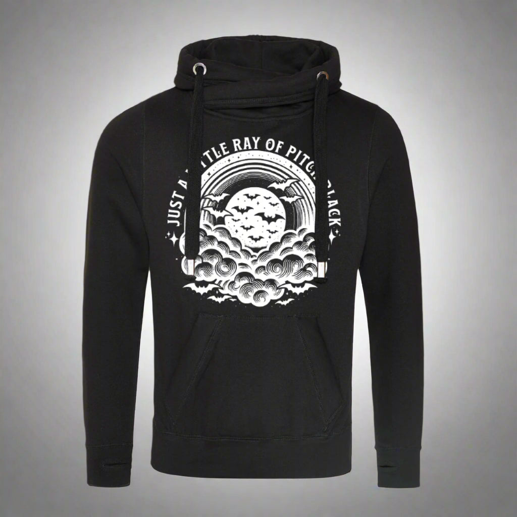 Little Ray Of Pitch Black Cross Neck Hoodie