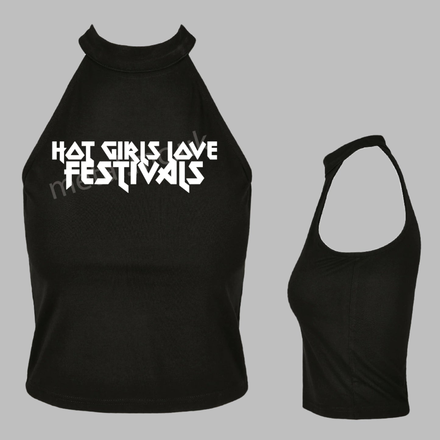 Hot Girls Love Festivals Turtleneck Cropped Top