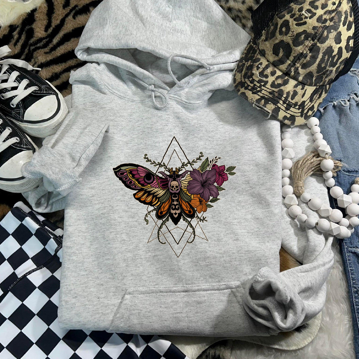 Geo Death Moth Overhead Hoodie