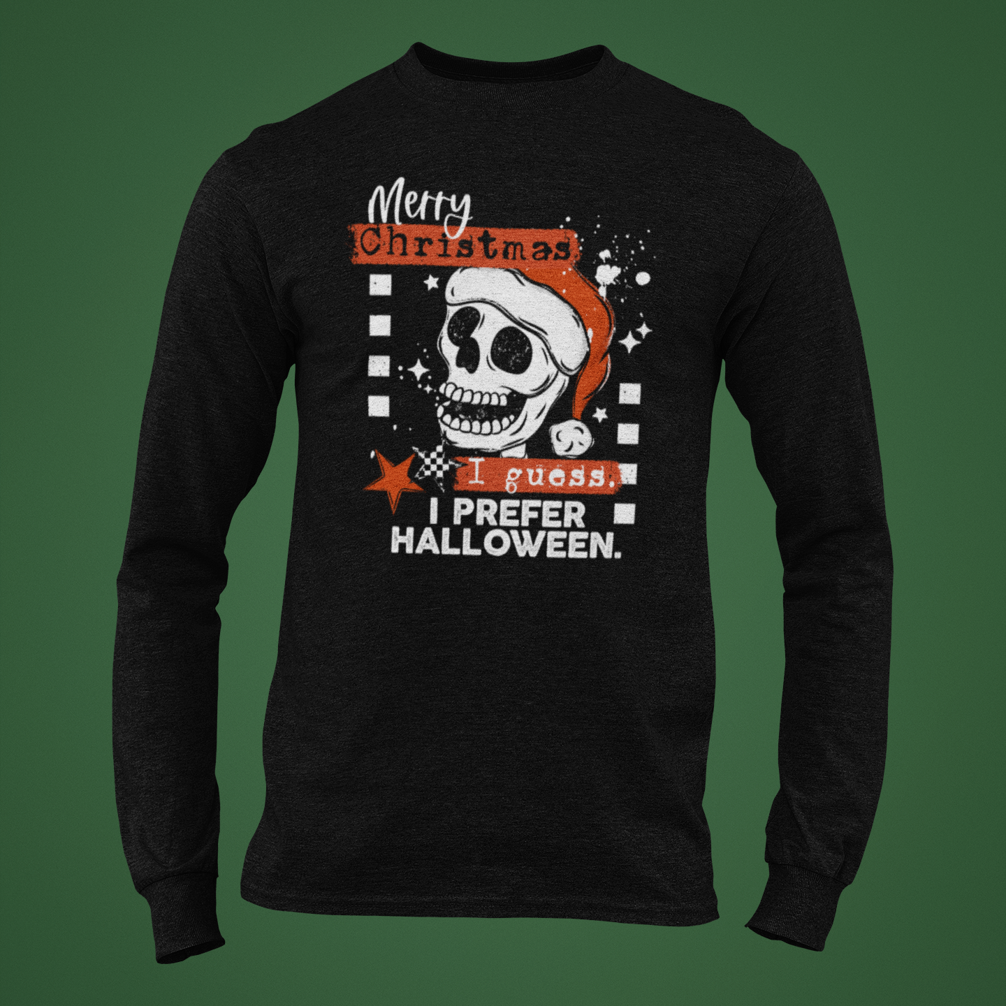 I Prefer Halloween Christmas Long Sleeve Tee