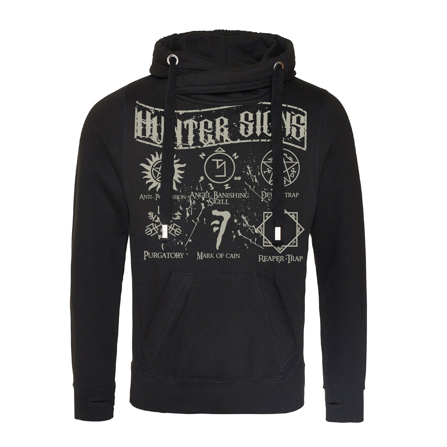 Hunters Signs (SPN) Cross Neck Hoodie
