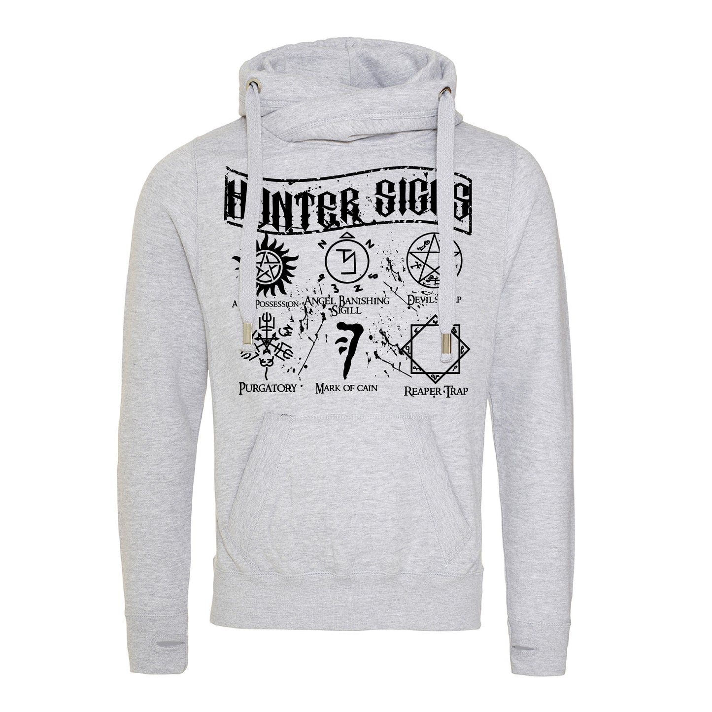 Hunters Signs (SPN) Cross Neck Hoodie
