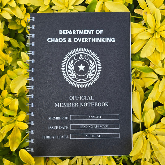 Chaos & Overthinking Plain Notebook (Glitter Finish)