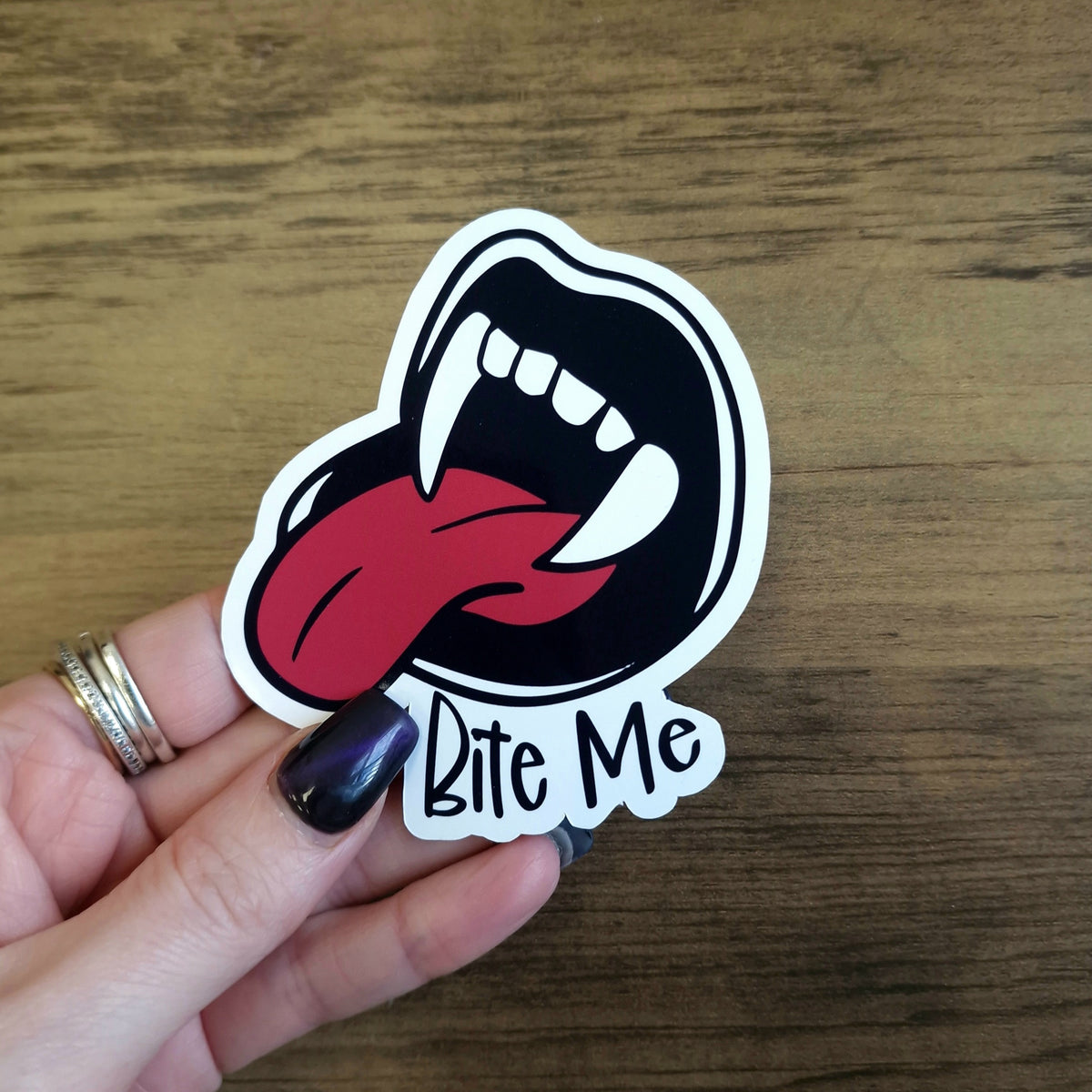 Bite Work Sticker Bite Me Vinyl Sticker – Metal.MC