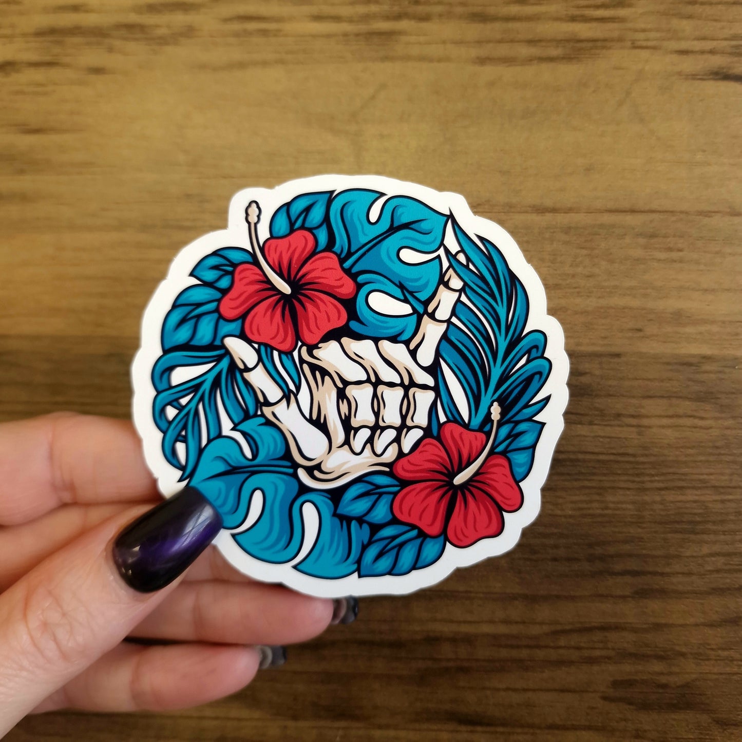 Rock Horn Floral Vinyl Sticker