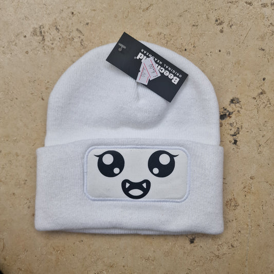 Clearance White Beanie - Happy Vamp Face