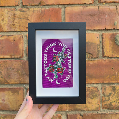 Stupid Tattoos (Purple) Framed Decor