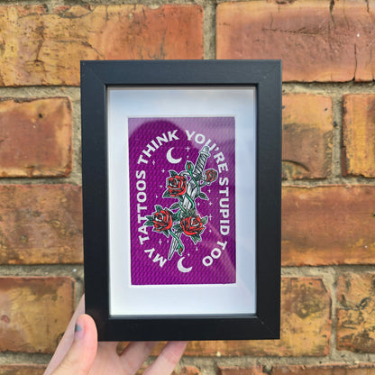 Stupid Tattoos (Purple) Framed Decor