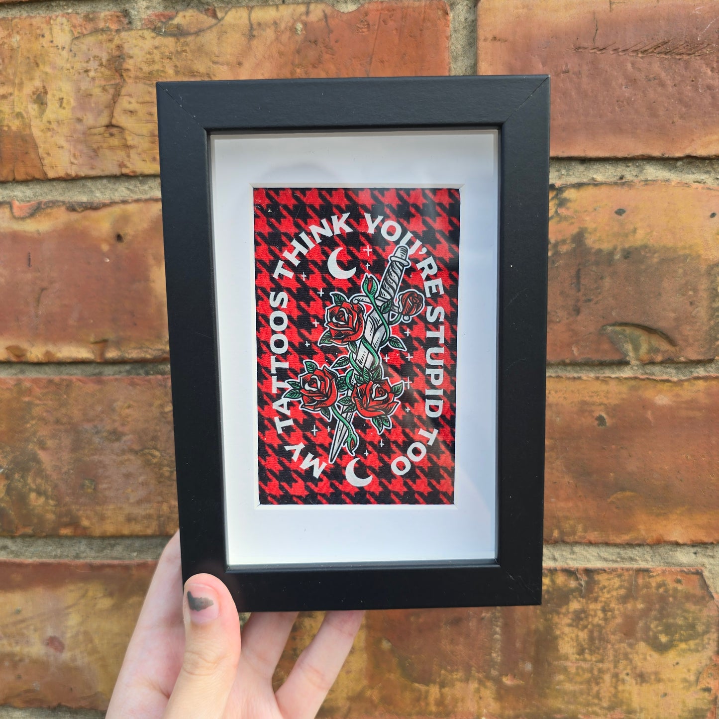 Stupid Tattoos (Black & Red) Framed Decor