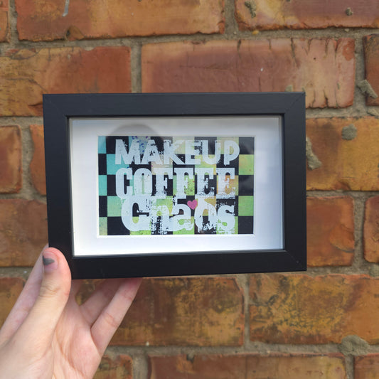 Makeup Coffee Chaos (Checkerboard) Framed Decor