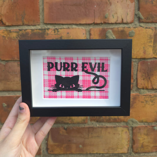 Purr Evil (Black) Framed Decor