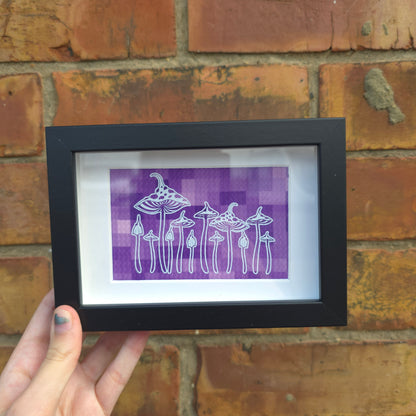Mushroom Row (Purple) Framed Decor