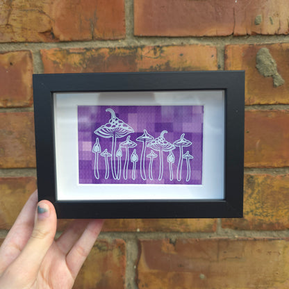 Mushroom Row (Purple) Framed Decor