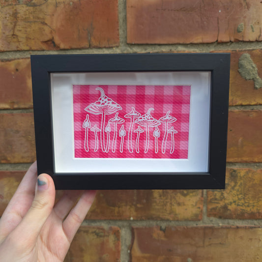 Mushroom Row (Pink) Framed Decor
