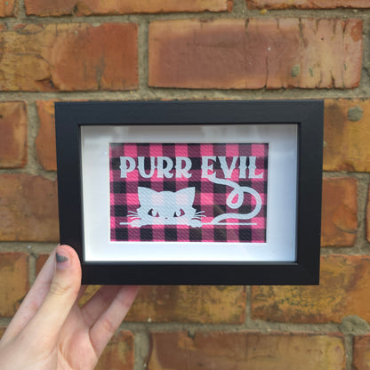 Purr Evil (White) Framed Decor