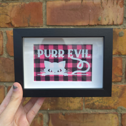 Purr Evil (White) Framed Decor
