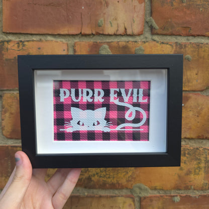 Purr Evil (White) Framed Decor