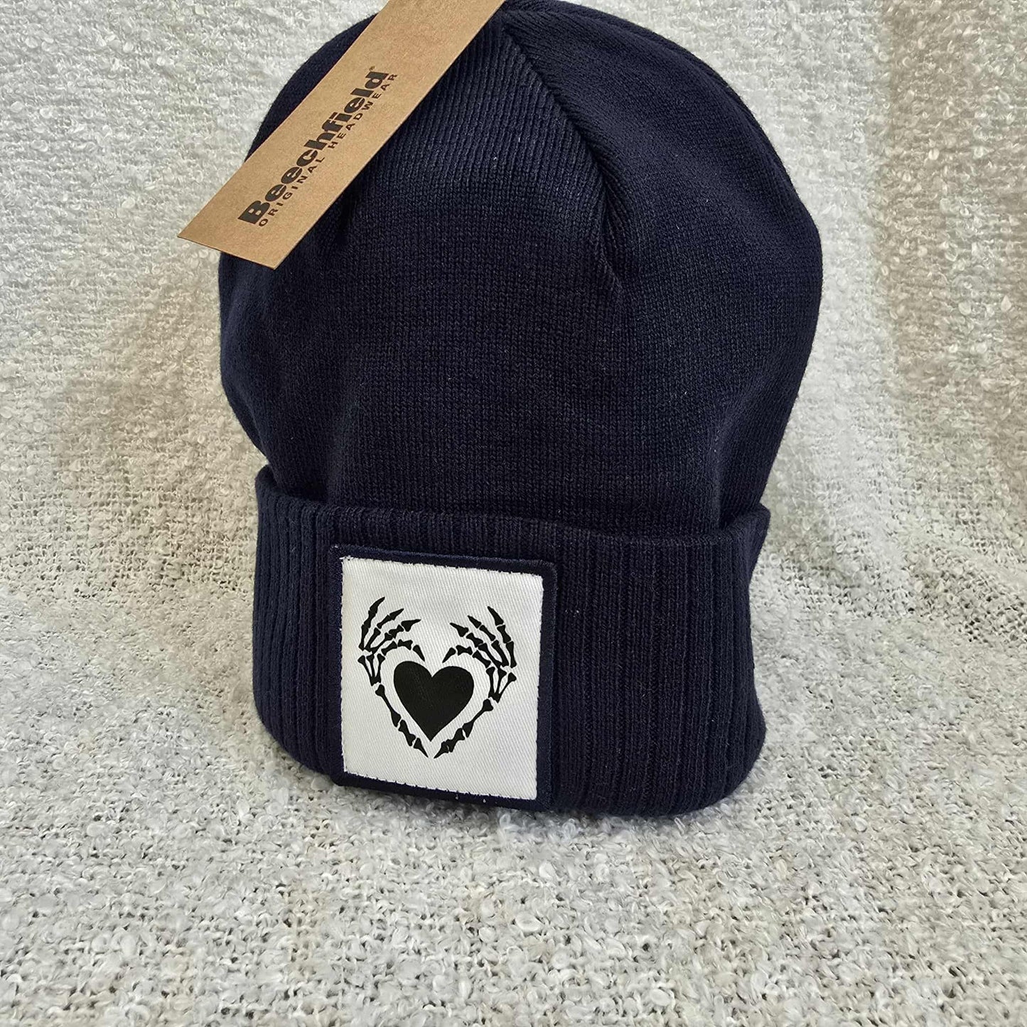 Appliqué Patch Beanie - Bone Heart