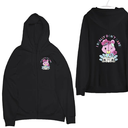 I Don't Care Bear Zipper Hoodie