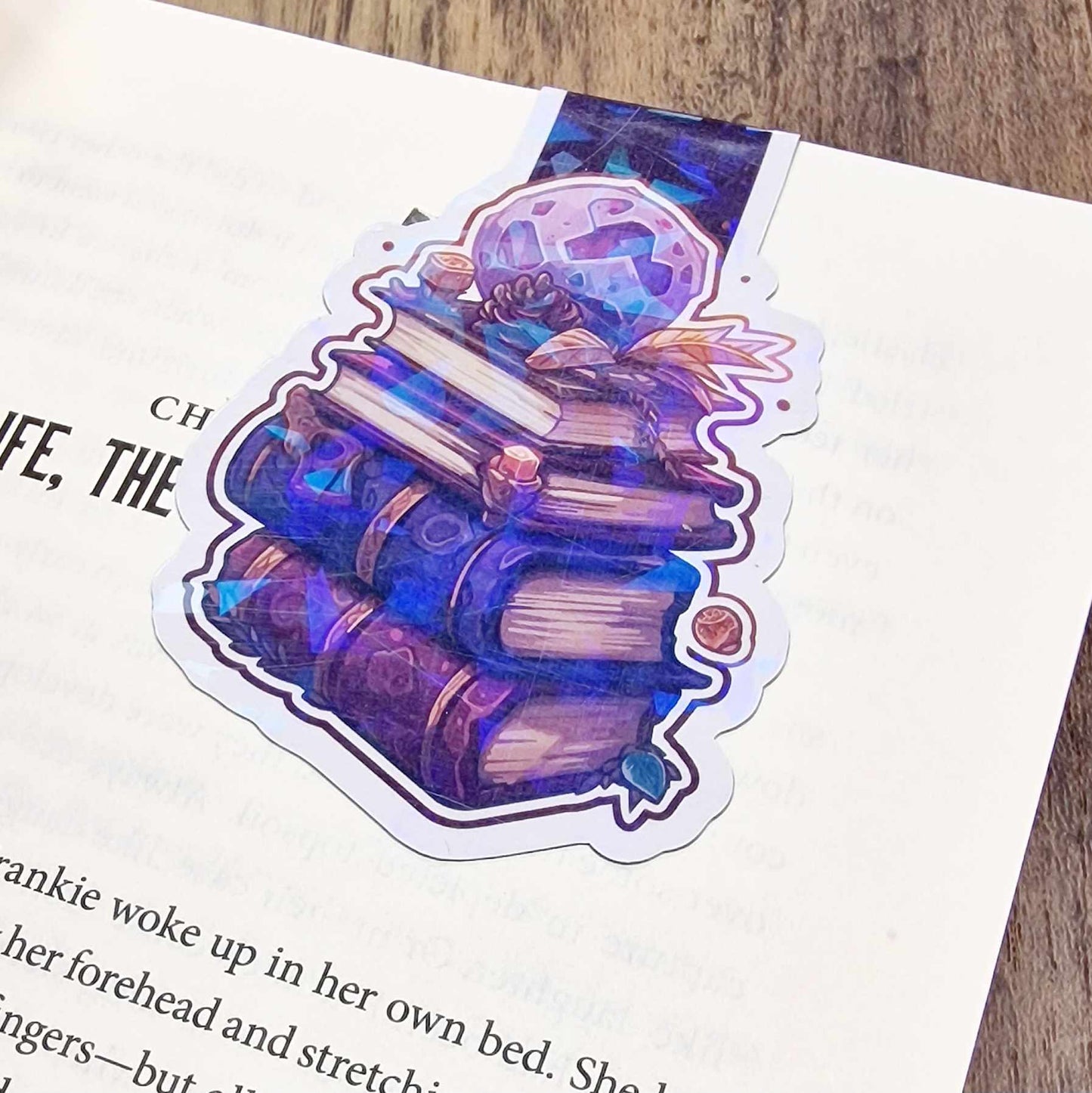 Magical Stacked Books - Holographic Bookmark