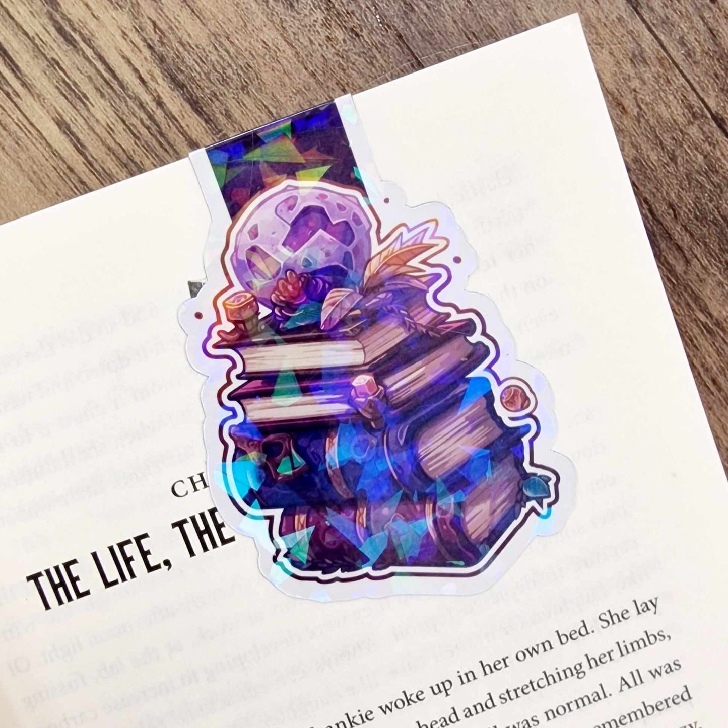 Magical Stacked Books - Holographic Bookmark