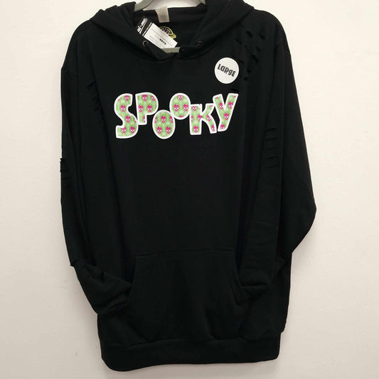 Clearance LARGE Distressed Hoodie - Spooky