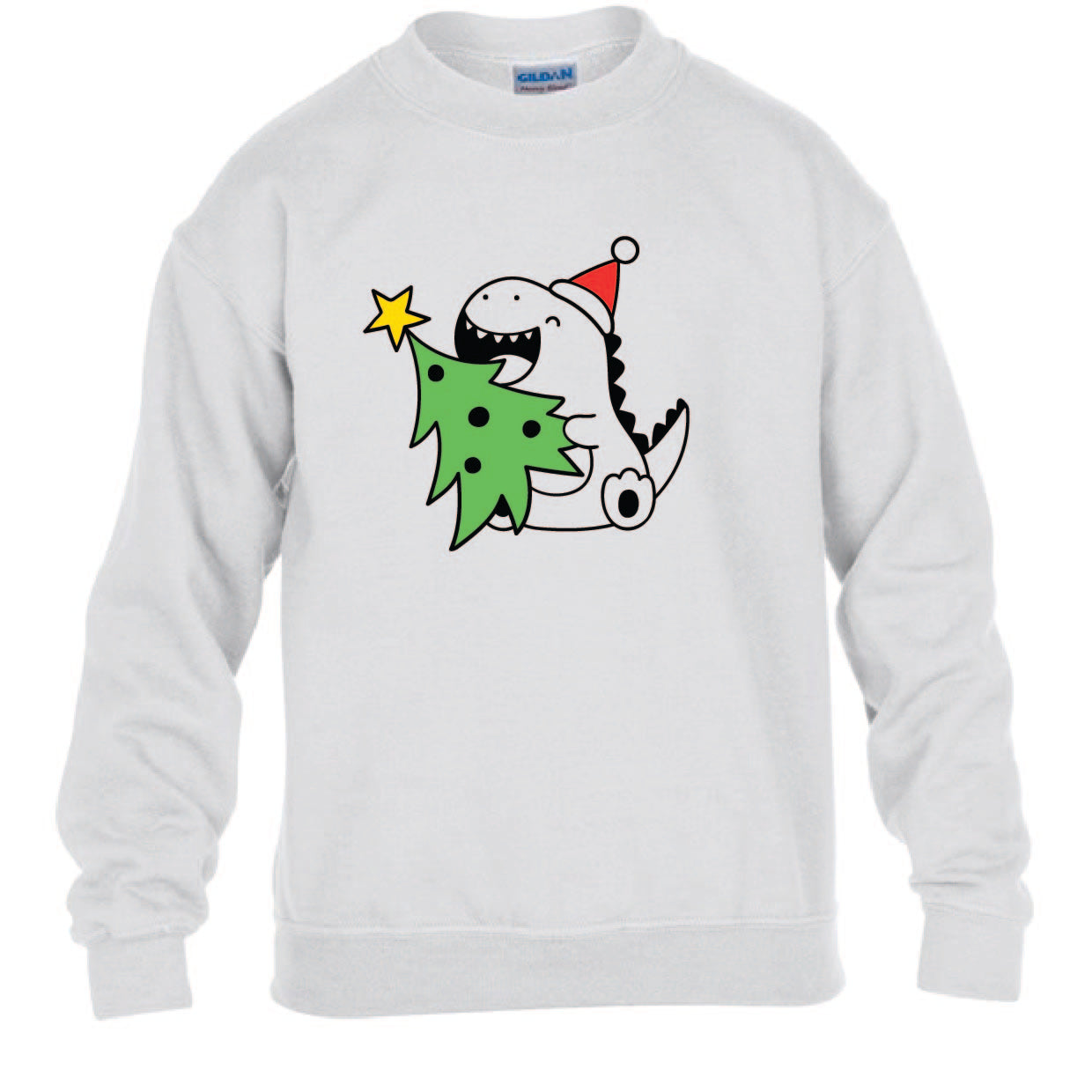 Kids Christmas Sweatshirt - Dino & His Tree