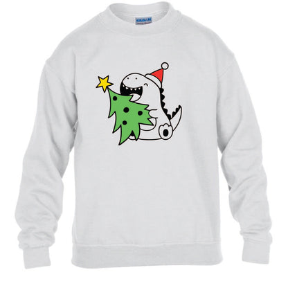 Kids Christmas Sweatshirt - Dino & His Tree