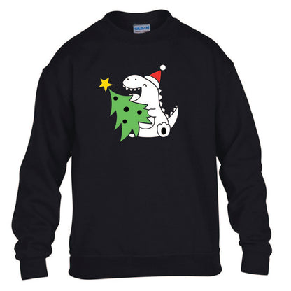Kids Christmas Sweatshirt - Dino & His Tree