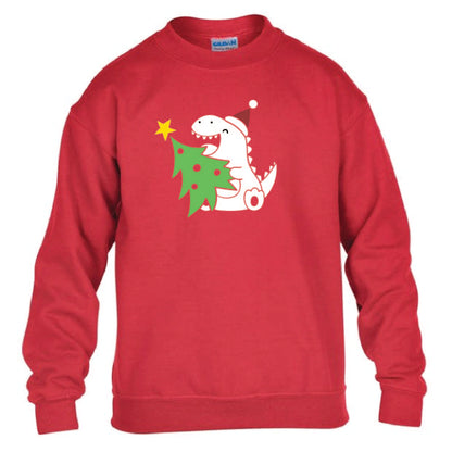 Kids Christmas Sweatshirt - Dino & His Tree