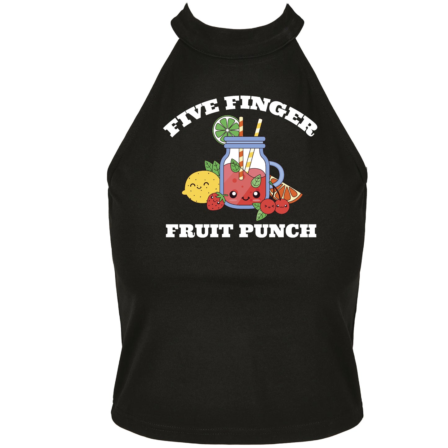 Five Finger Fruit Punch Turtleneck Cropped Top