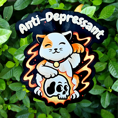 Anti-Depressant Kitty Vinyl Sticker