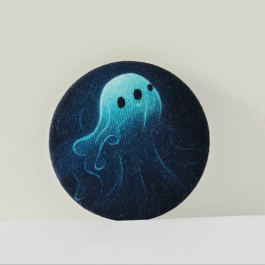 Round blue jellyfish toy on a white background