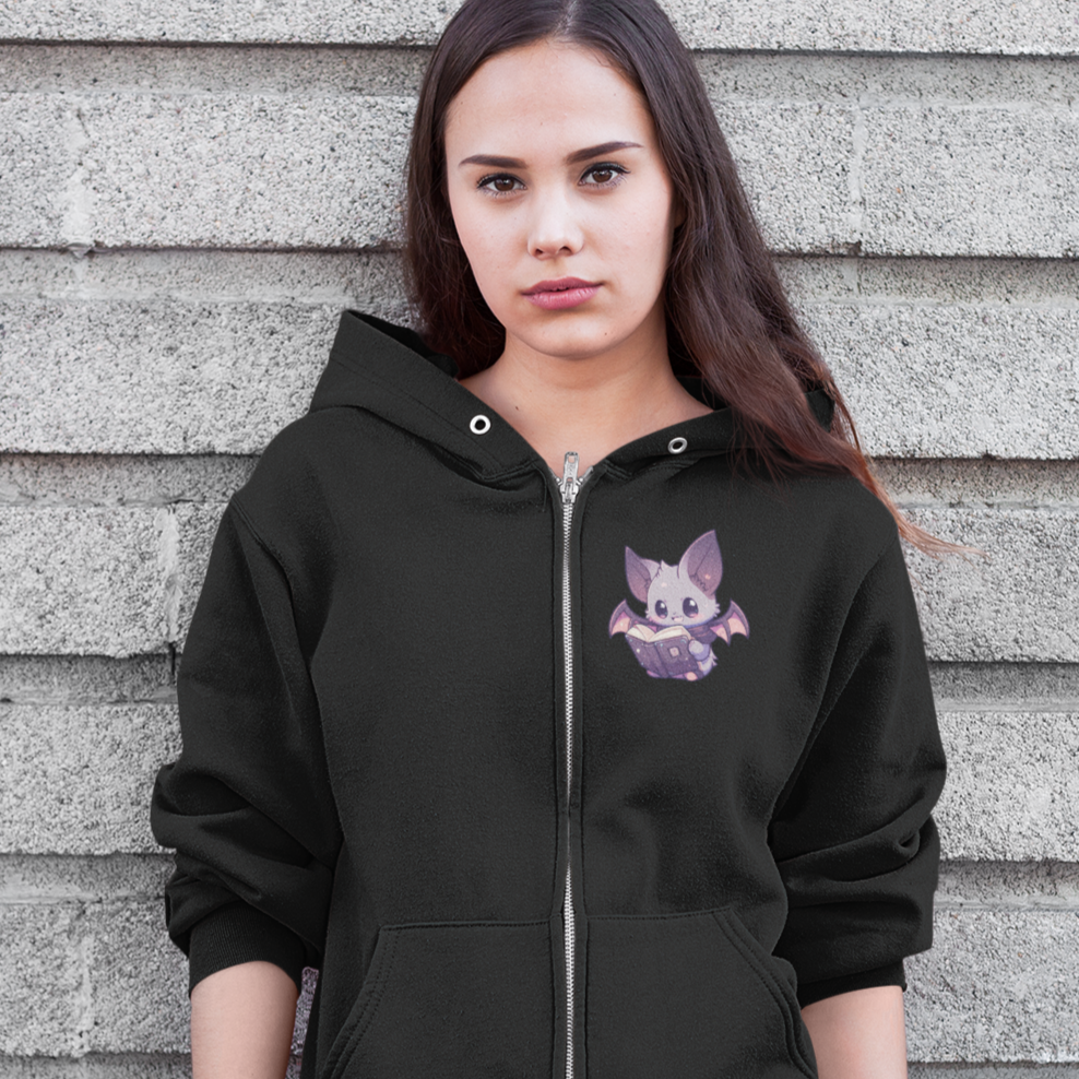 Batty About Books Zipper Hoodie