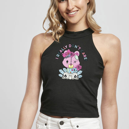 I Don't Care Bear Turtleneck Cropped Top