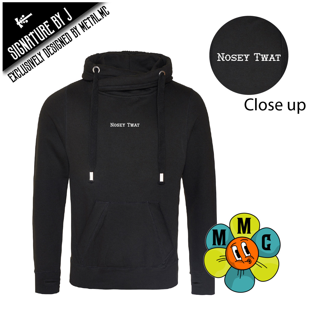 Nosey (Various Options) Fitted Cross-Neck Hoodie