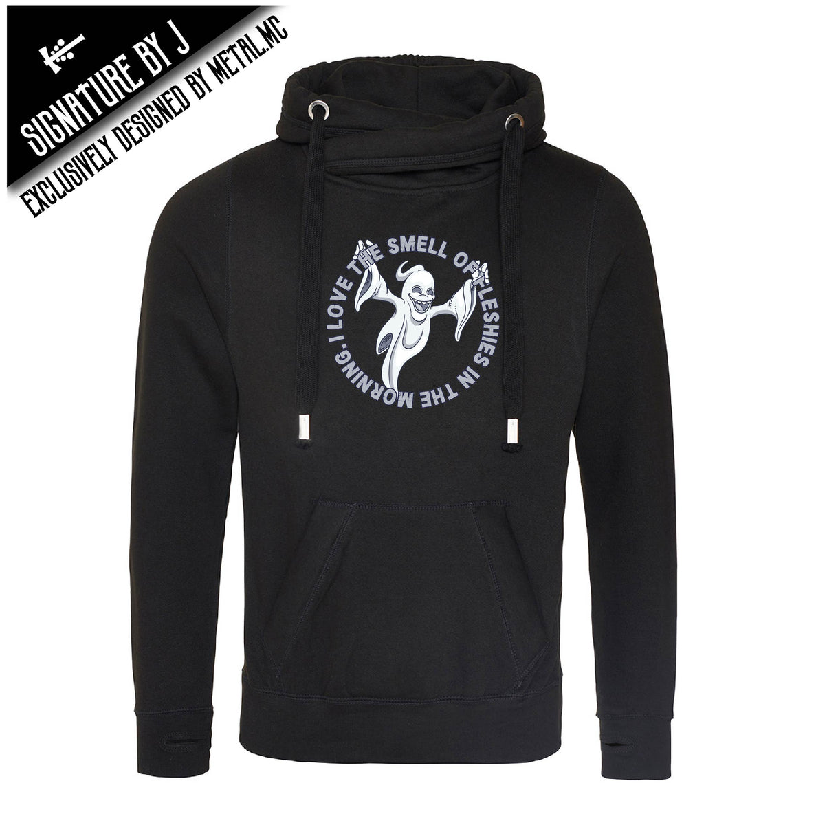 I Love the Smell Of Fleshies Fitted Cross-Neck Hoodie