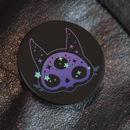 Neon Mystic 3 Eyed Cat - Pin Badge