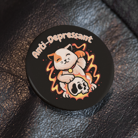 Antidepressant Kitty-  Pin Badge