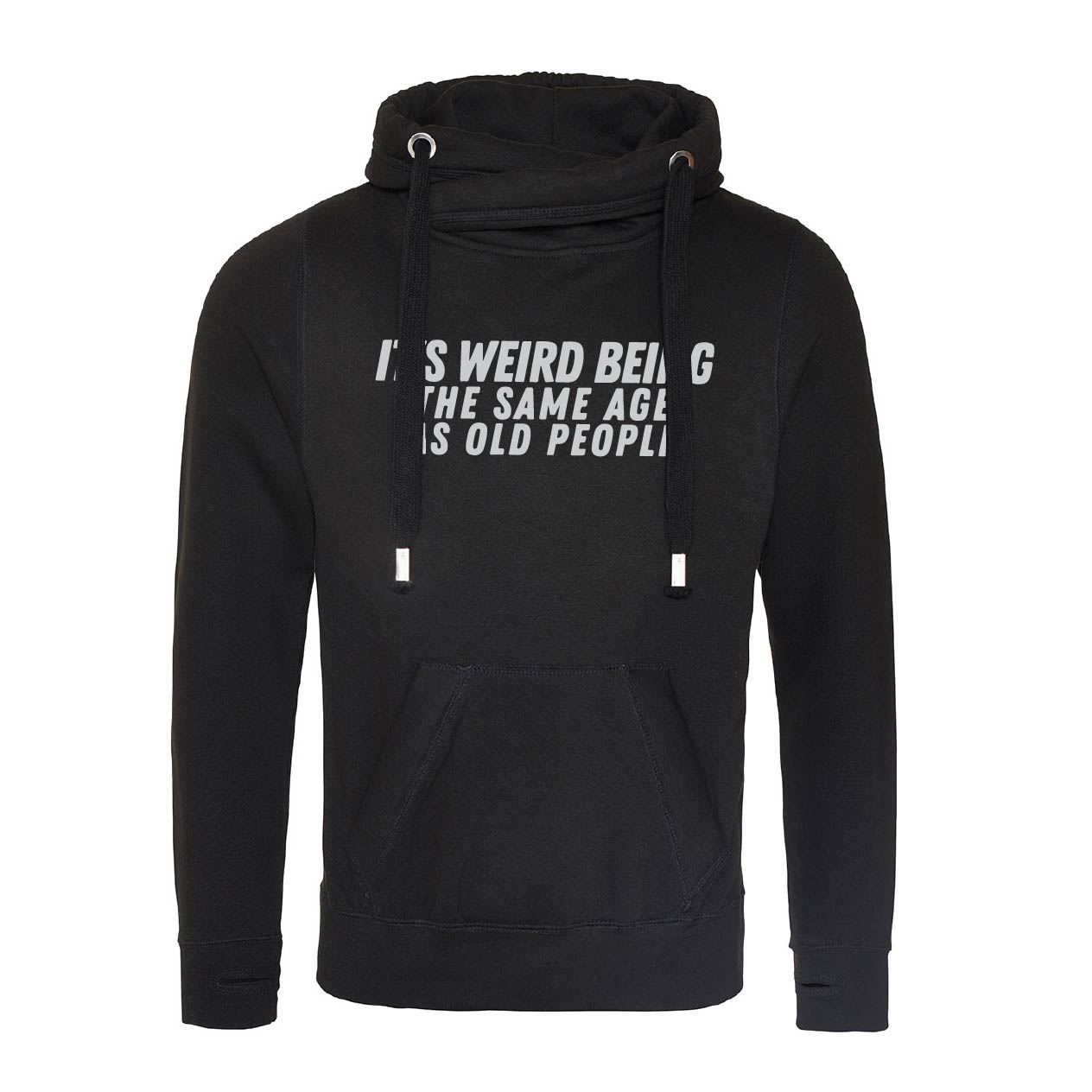 Old People Fitted Cross-Neck Hoodie