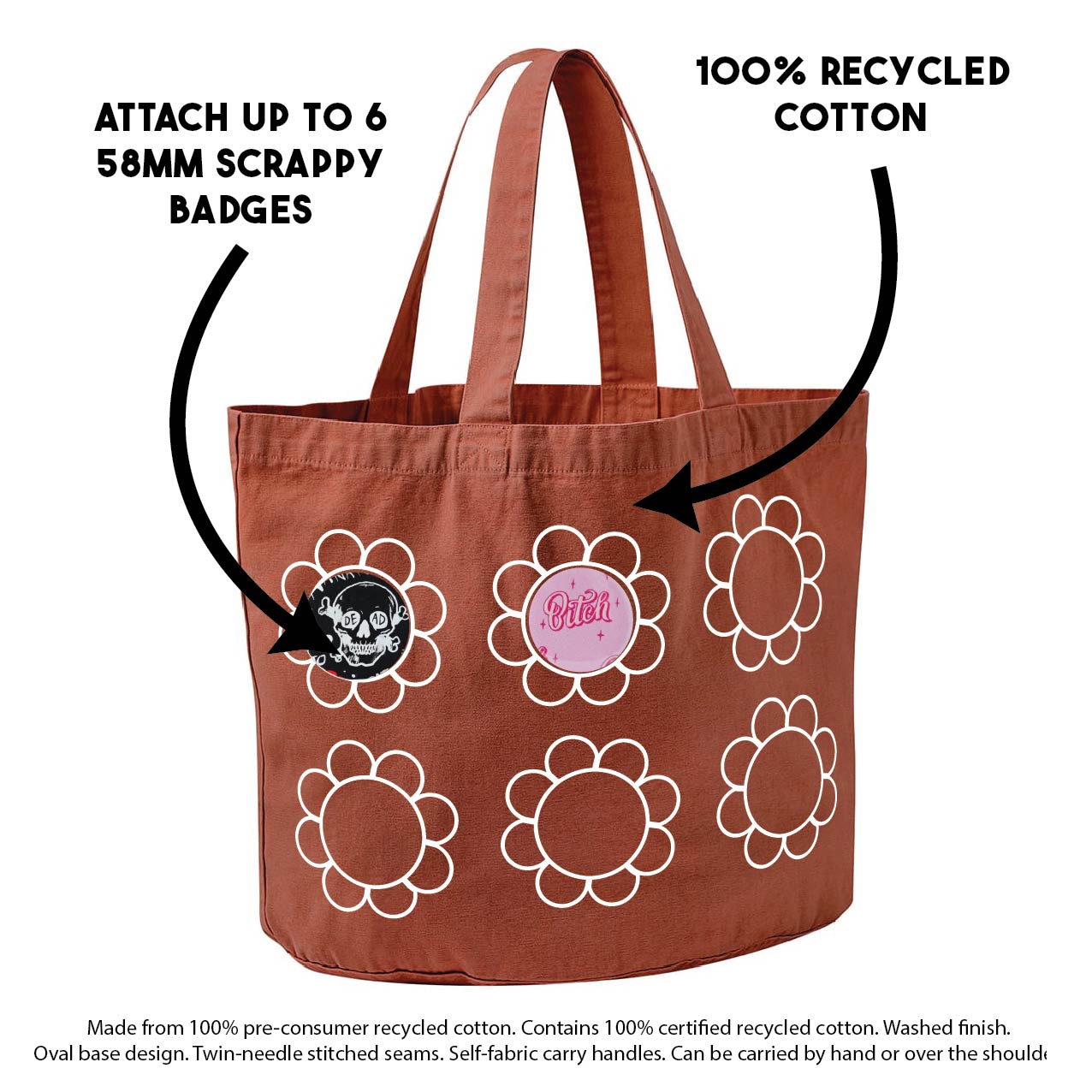 Scrappy Tote Bag - Outline Design