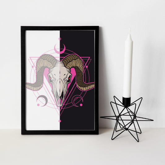 Pink Ram Archival Art Print