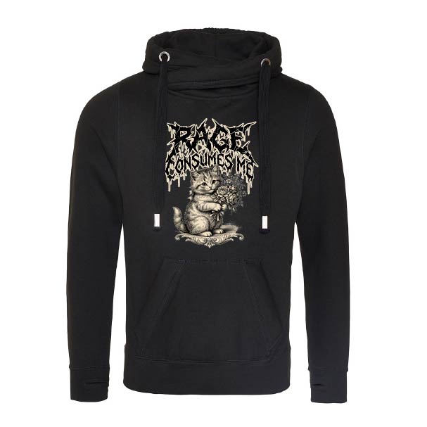 Rage Consumes Me Fitted Cross-Neck Hoodie